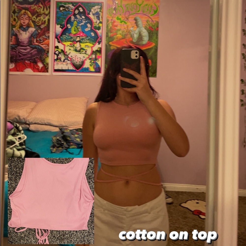 cotton on pink shirt